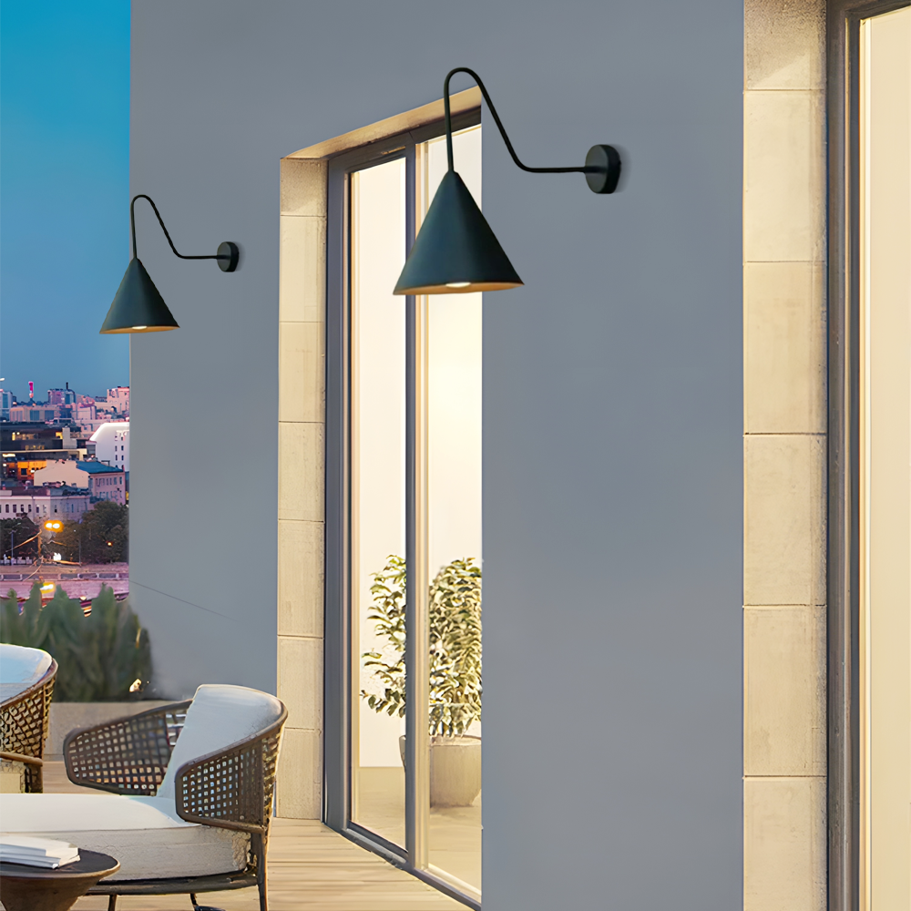 Minimalist Black Conical Outdoor Wall Lamp for porch