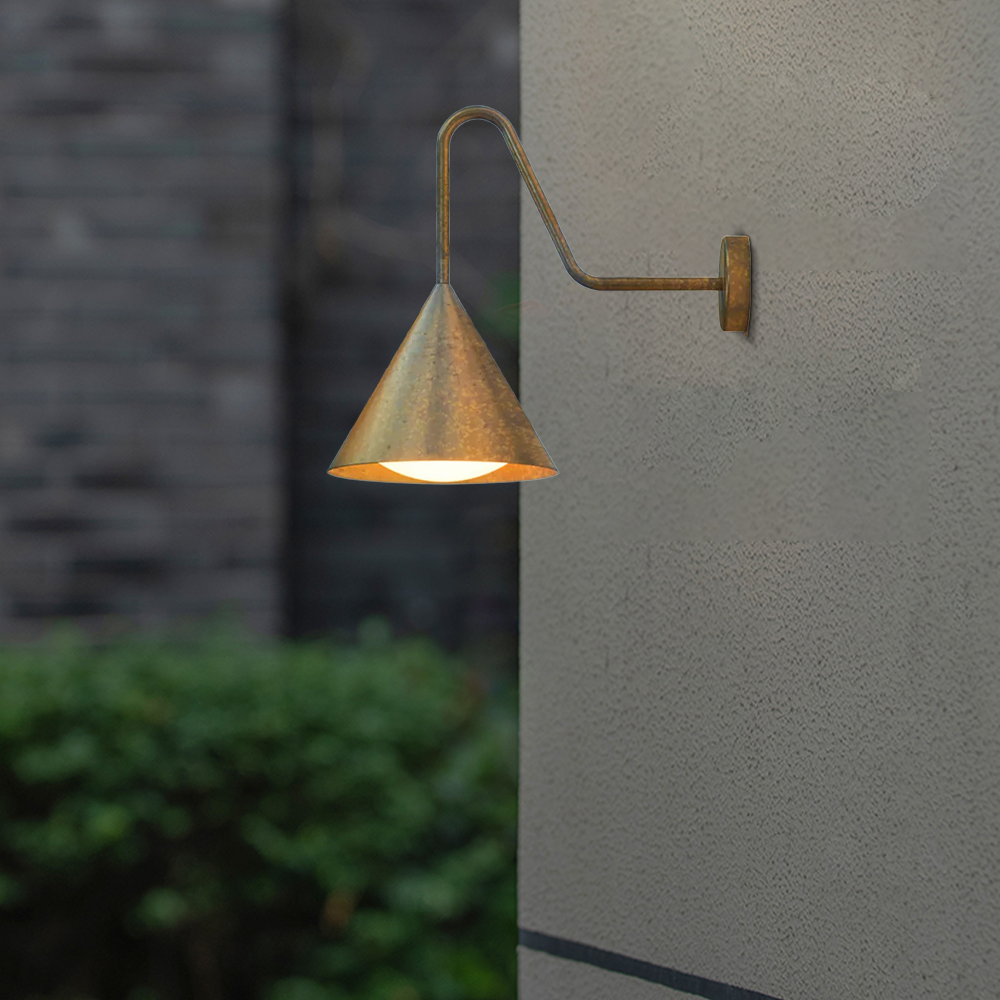 Minimalist Gold Conical Outdoor Wall Lamp is best for Garden 