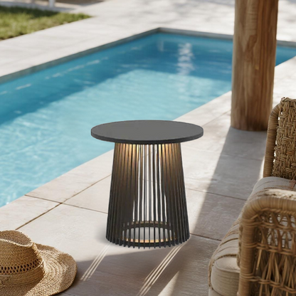 Modern Outdoor Floor Lamp - Black Metal 