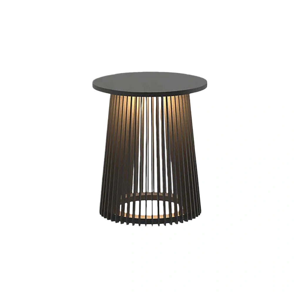 Modern Outdoor Floor Lamp - Black Metal & Acrylic Cylindrical