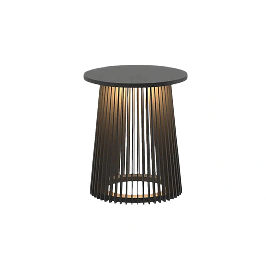 Modern Outdoor Floor Lamp - Black Metal & Acrylic Cylindrical