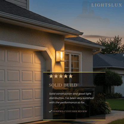 Irondale Industrial Solar LED Wall Lamp – Black Outdoor Light for Patio