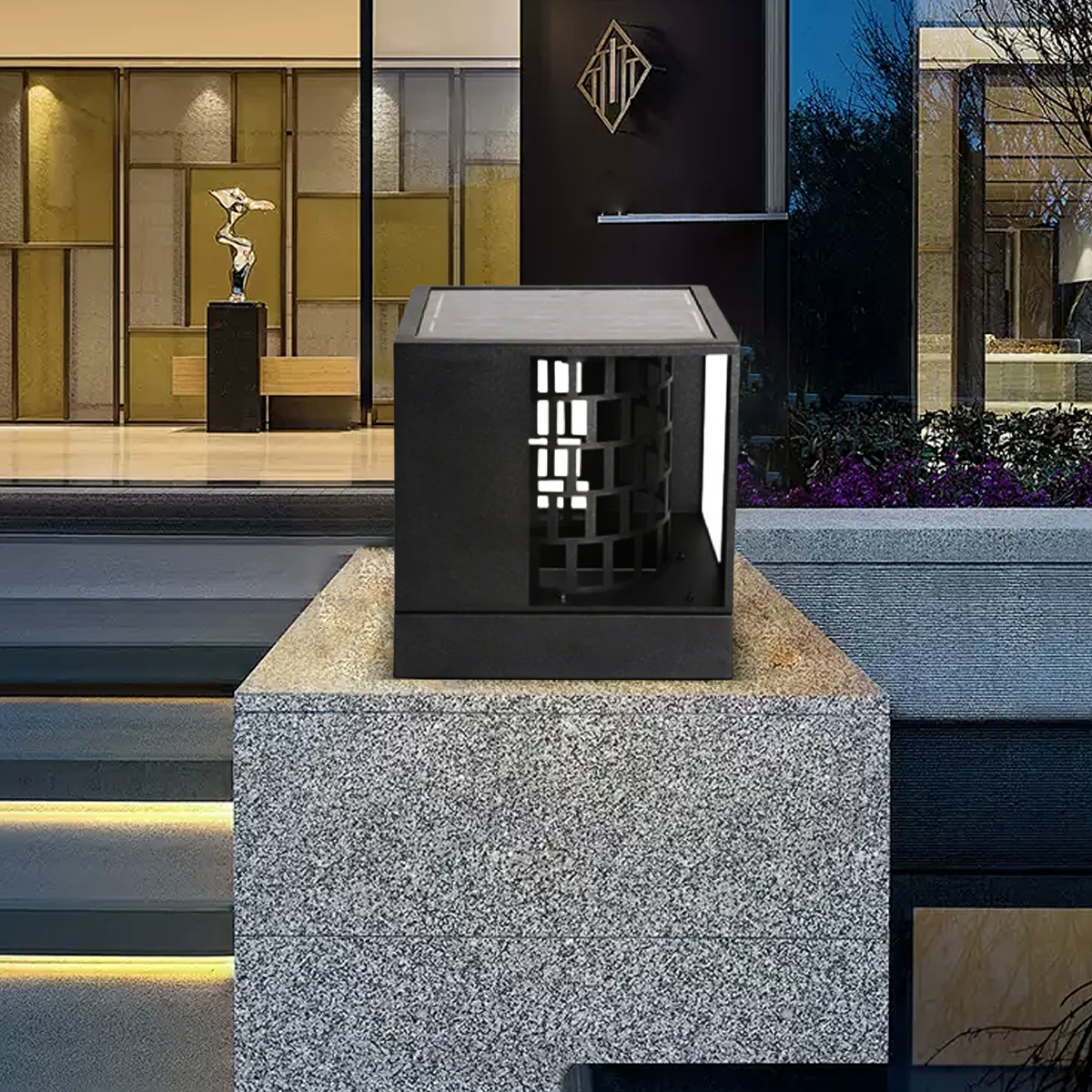 Art Deco Pathway Lights - Black Square Design for Garden