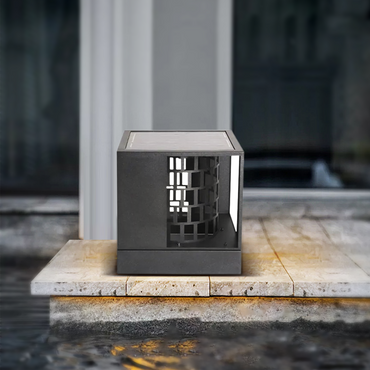 Art Deco Pathway Lights - Black Square Metal & Acrylic Design for Garden