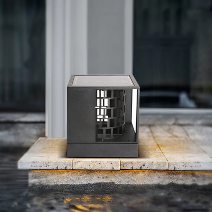 Art Deco Pathway Lights - Black Square Metal & Acrylic Design for Garden