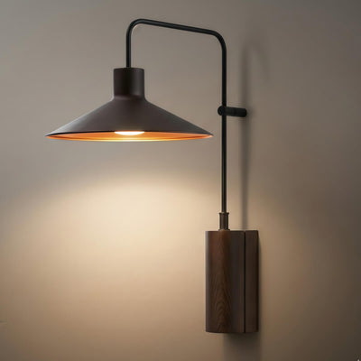 Irondale Industrial Metal Outdoor Wall Lamp - Dark Coffee Wide Cone