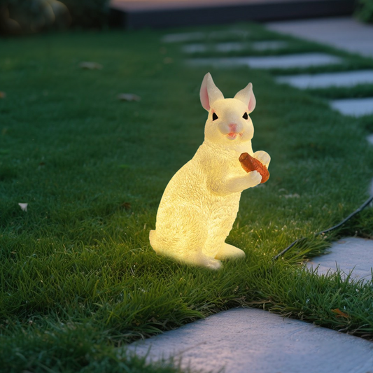 Easter Bunny Outdoor Light – Cute Sitting & Carrot Bunny Garden Lamp