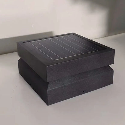 Modern Concave Solar Outdoor Lamp – Black Metal for Garden/Pathway