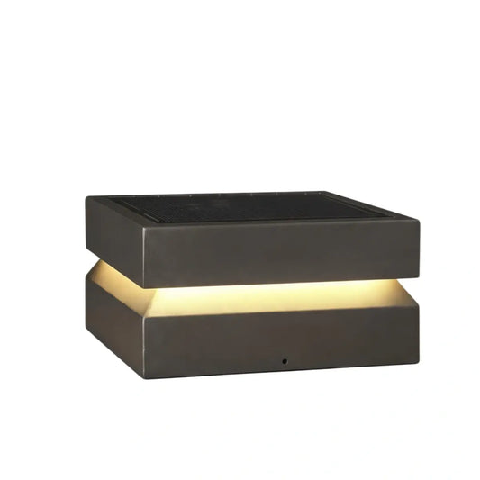 Modern Concave Solar Outdoor Pillar Lights – Black Metal
