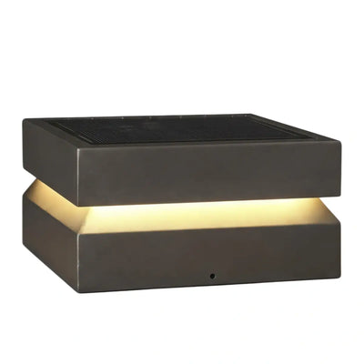 Modern Concave Solar Outdoor Pillar Lights – Black Metal
