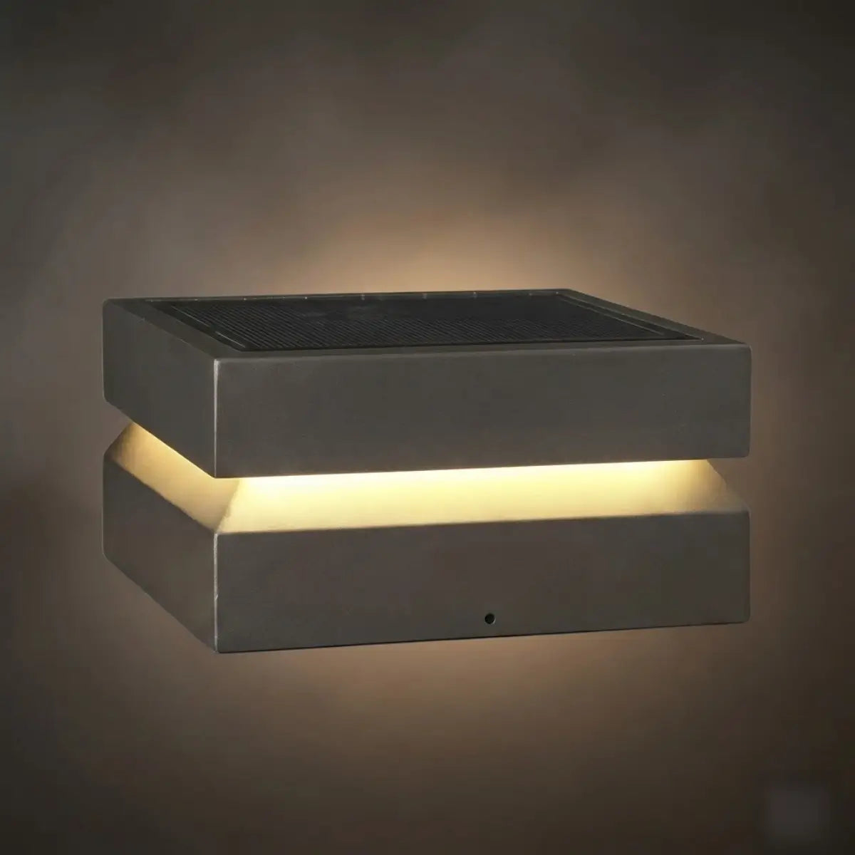Modern Concave Solar Outdoor Pillar Lights – Black Metal