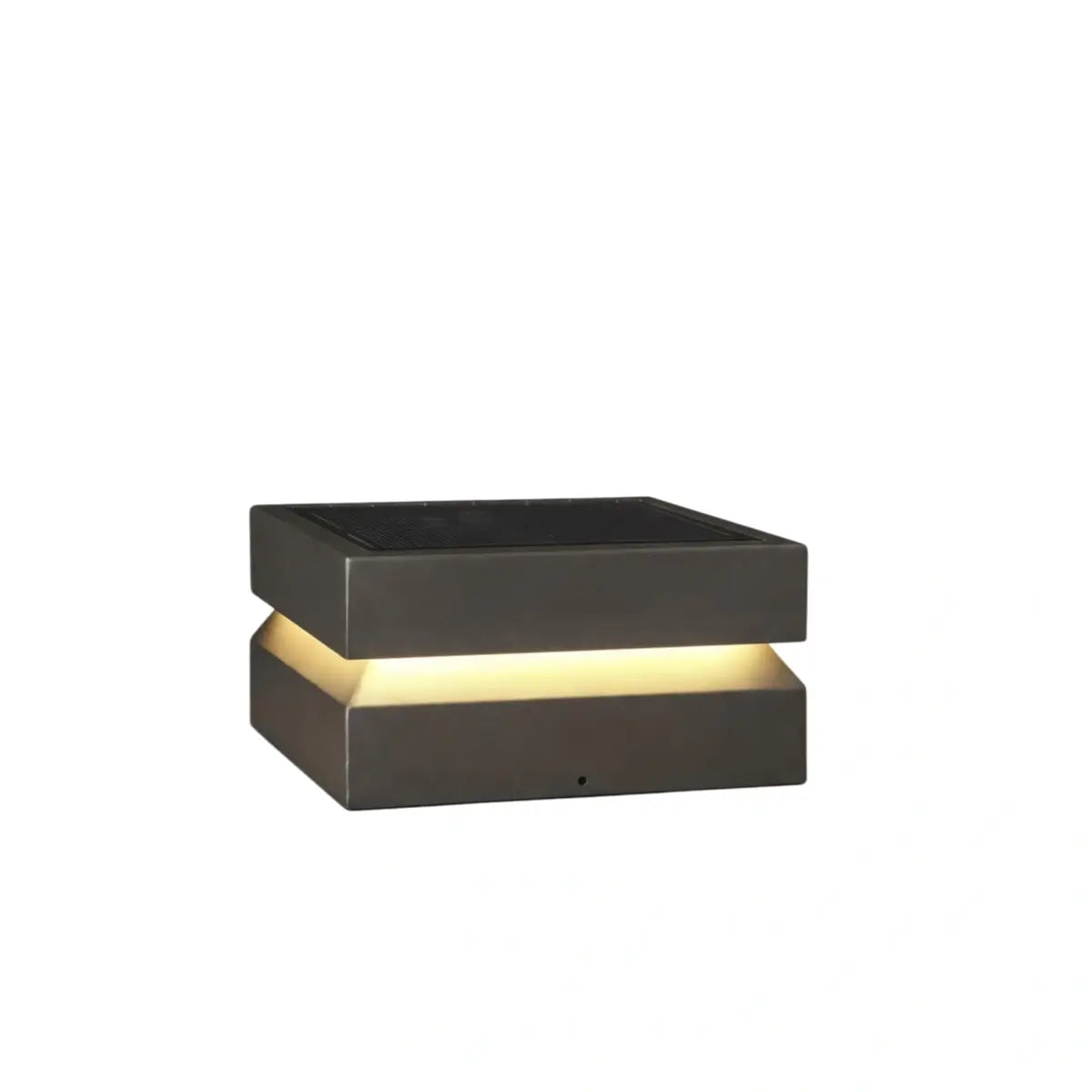 Modern Concave Solar Outdoor Pillar Lights – Black Metal