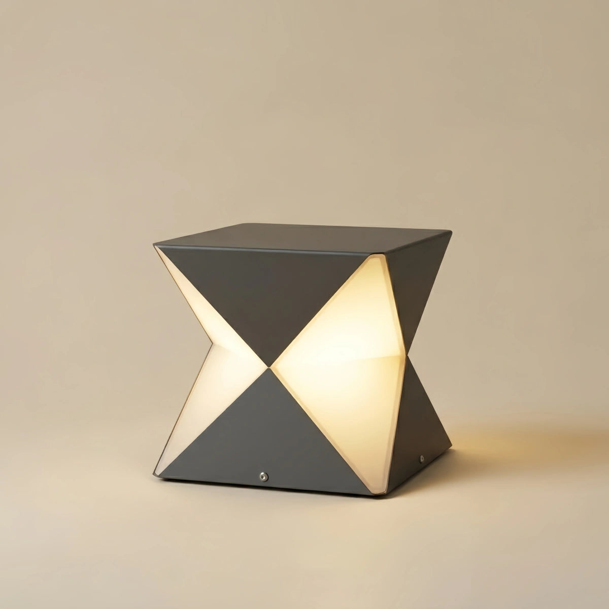 Modern Geometric Outdoor Floor Lamp – Black Meta&Glass for Garden/Patio