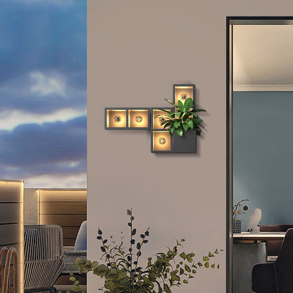 Industrial Outdoor Wall Lamp - Black Metal & Glass Design for Garage