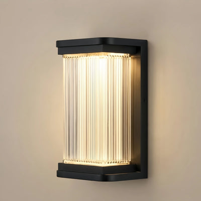 Irondale Industrial Outdoor Wall Lamp - Black Metal Rectangular Design for Garden