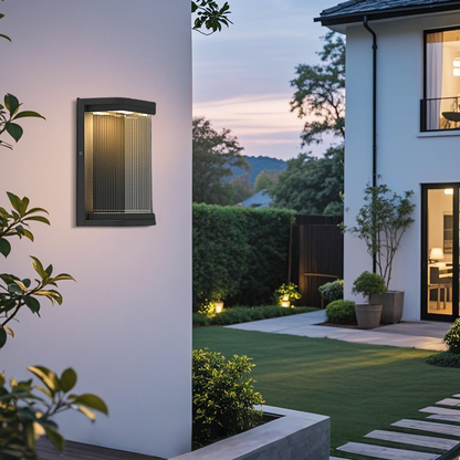 Industrial Outdoor Wall Lamp - Black Metal Rectangular Design