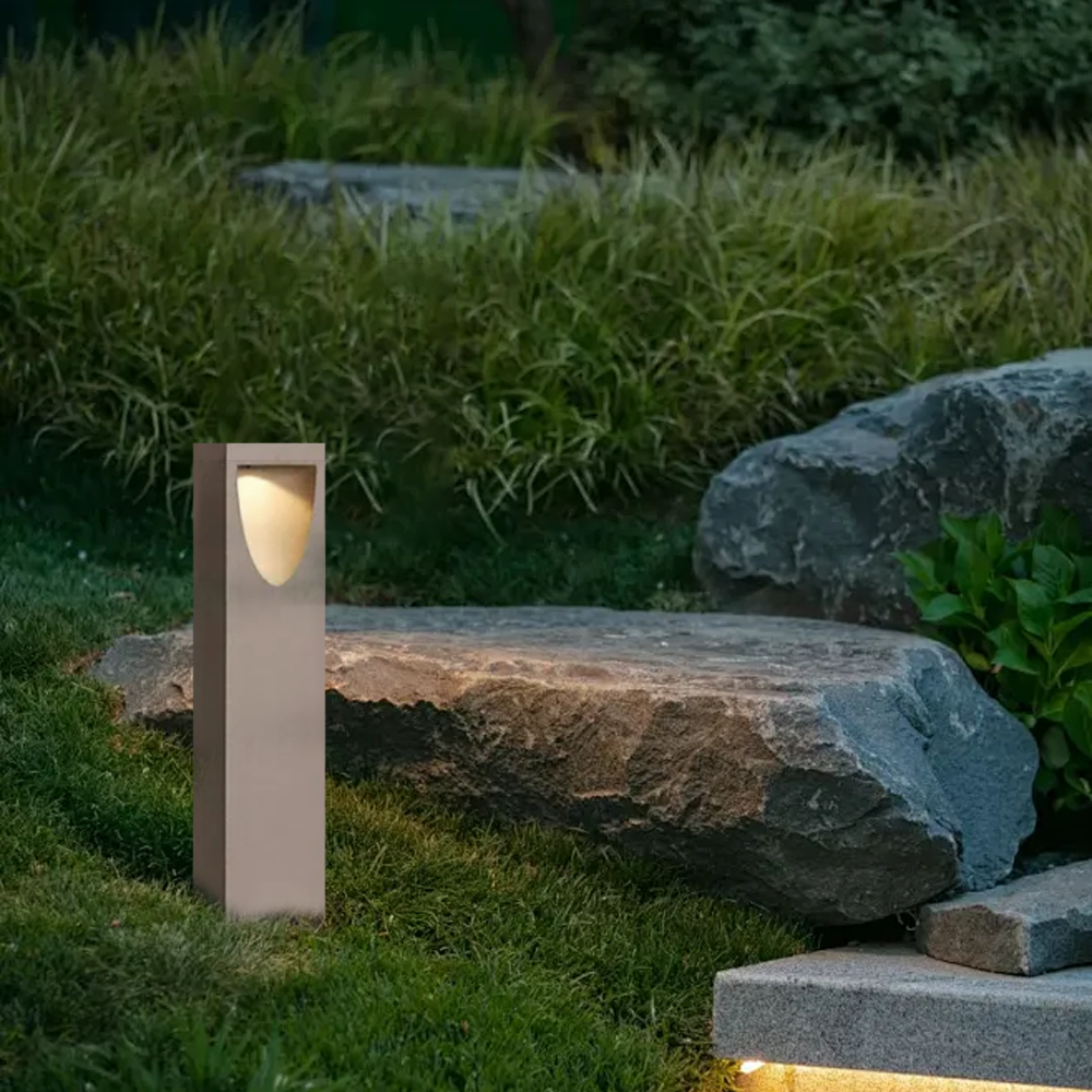 Minimalist Metal & Stone Path Light