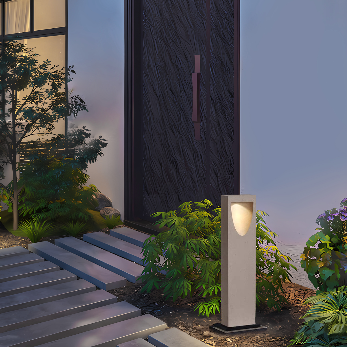 Minimalist Metal & Stone Path Light
