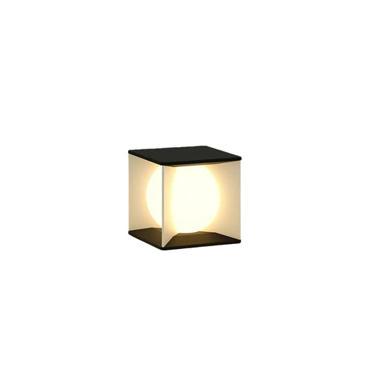 Art Deco Solar Outdoor Pillar Light - Black 