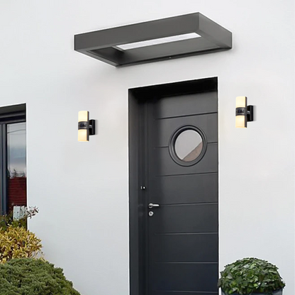 Modern Outdoor Wall Lamp - Black Metal & Acrylic Cylinder 