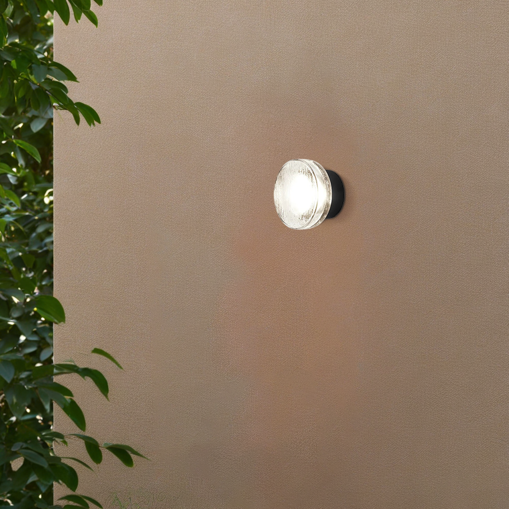 Modern Outdoor Wall Lamp - Clear Round Design for Patio