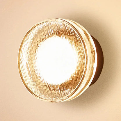 Modern Outdoor Wall Lamp - Clear Glass & Metal Round Design for Patio