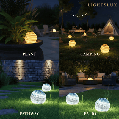Lunara Nordic Planet Solar Outdoor Ground Lamp Metal in Blue & Yellow for Garden