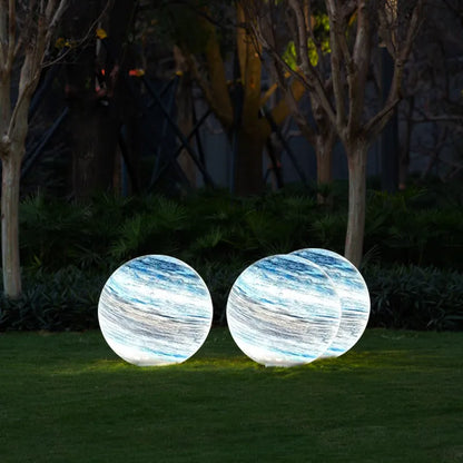 Ground Lamp – Metal in Blue & Milk Curry for Garden