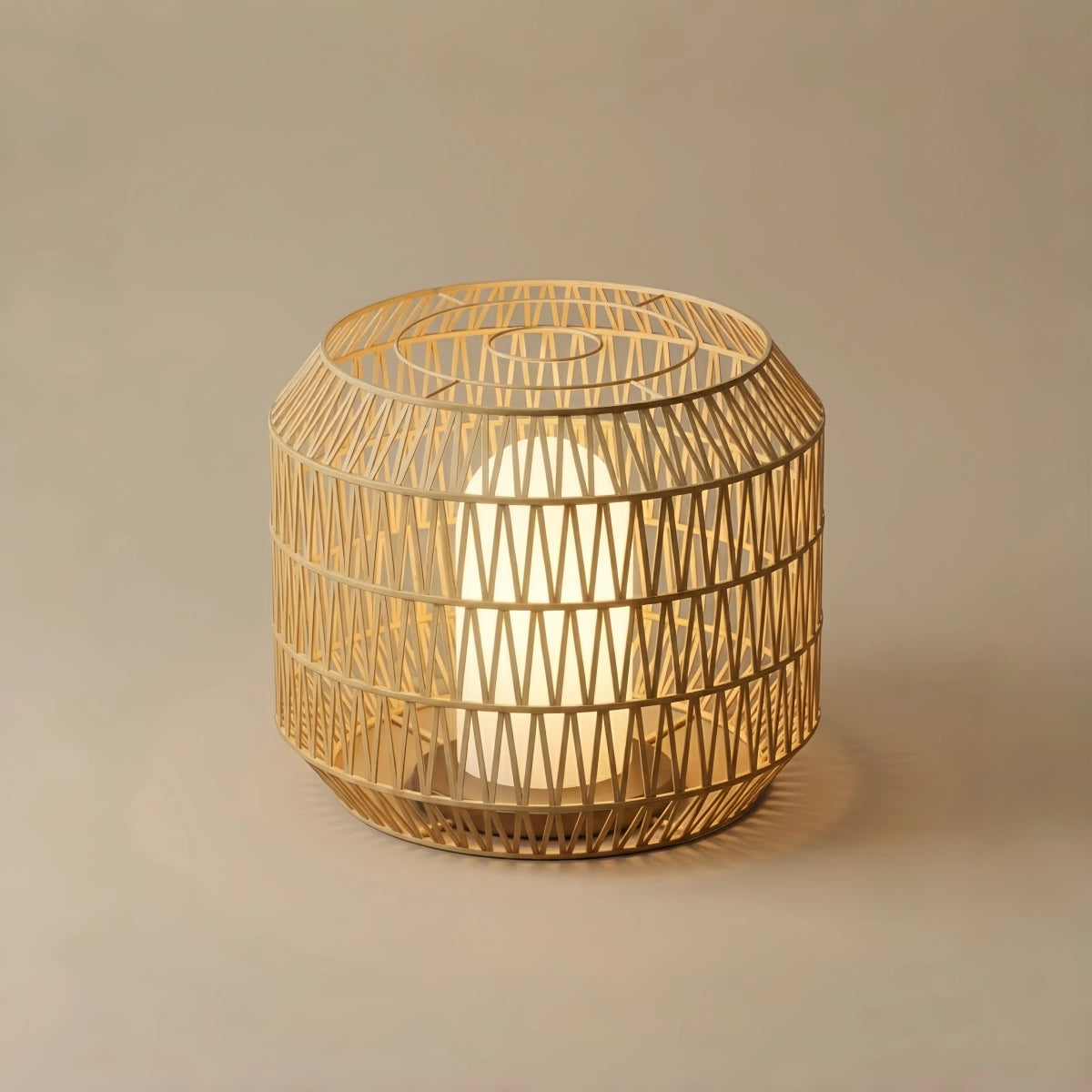 Zenno Farmhouse Outdoor Lamp - Wood & Metal Rattan Lantern