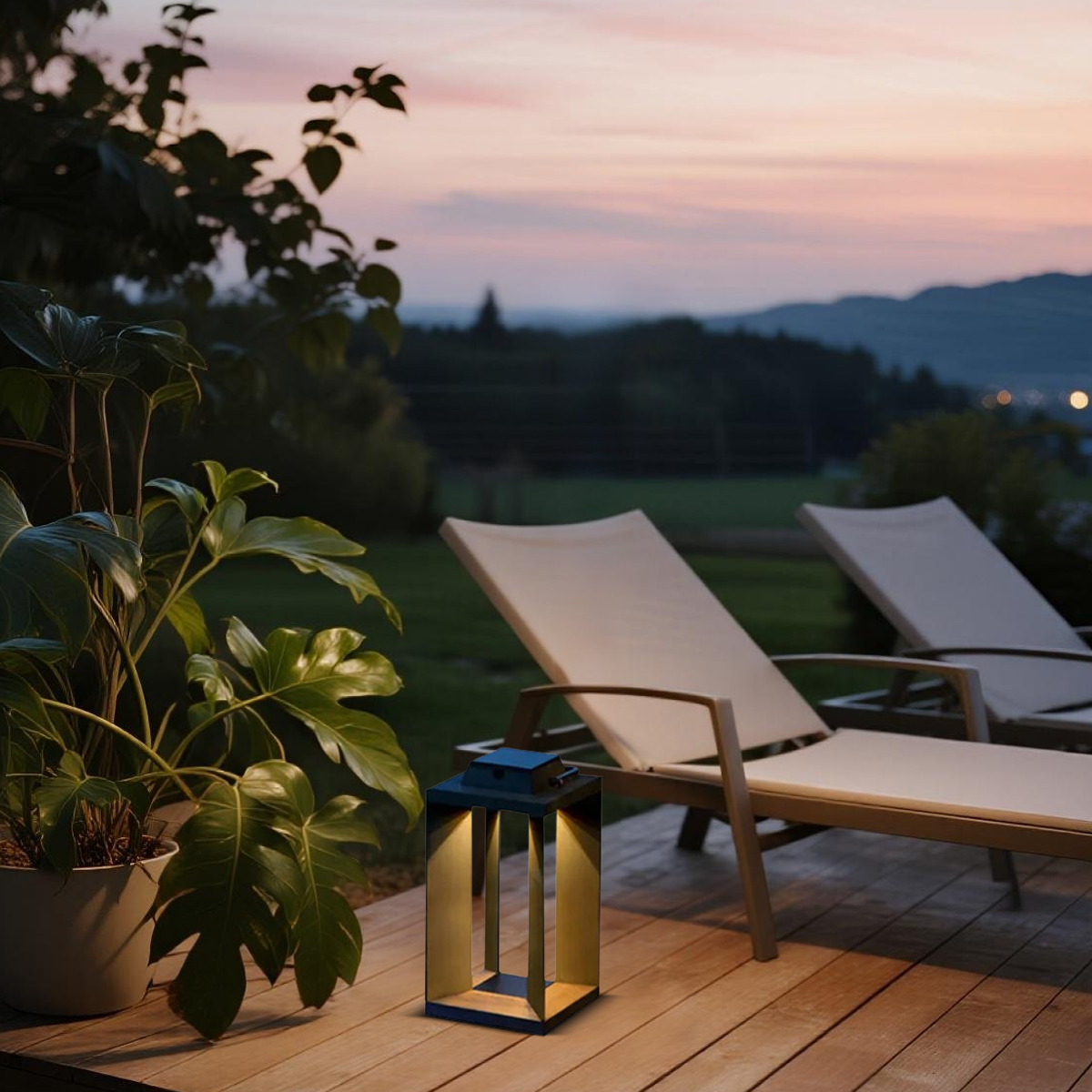 Outdoor Floor Lamp - Black Metal 