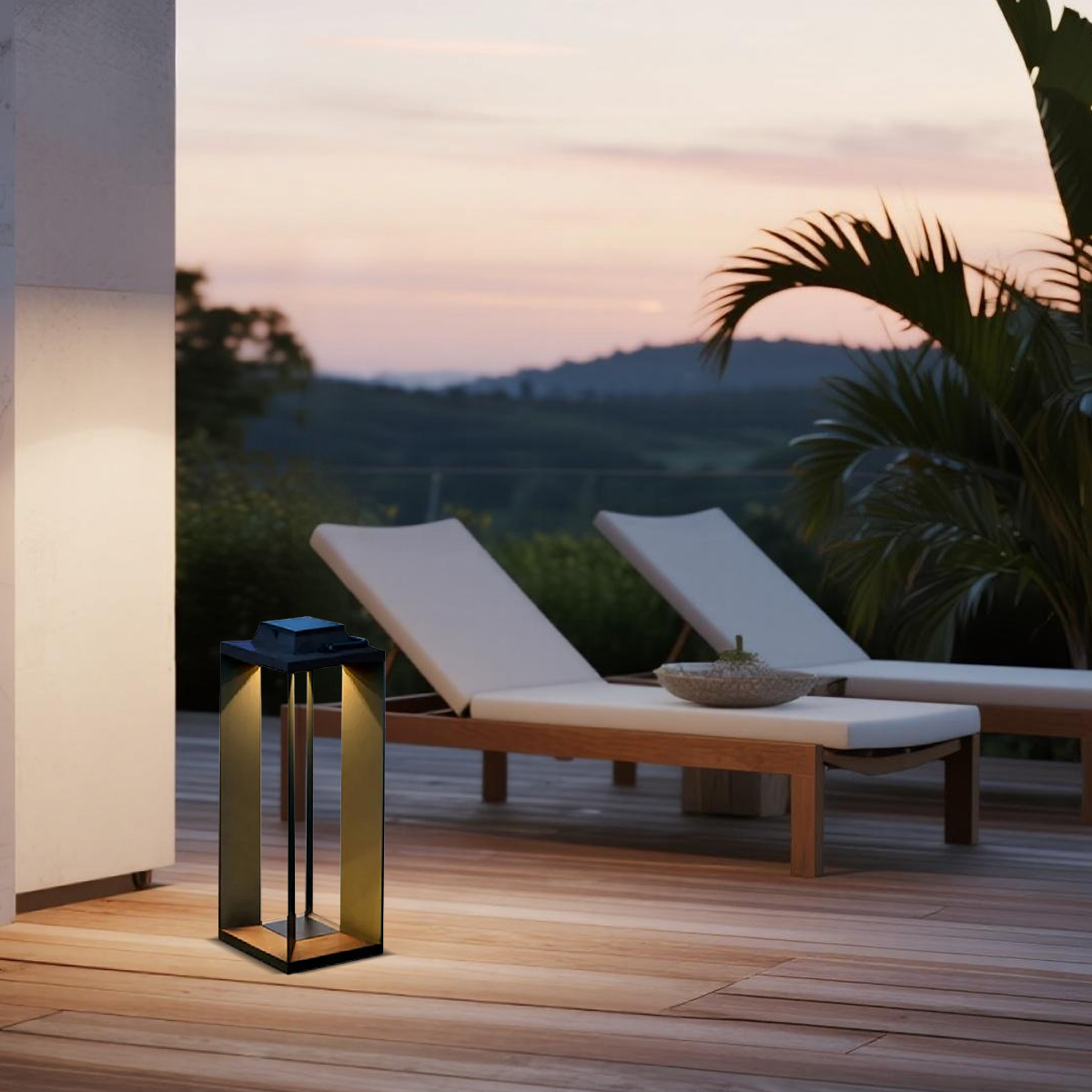 Outdoor Floor Lamp - Black Metal 