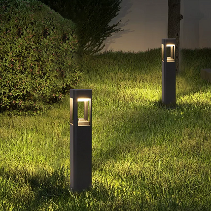  Industrial Outdoor Pathway Lights - Black Metal & Acrylic Rectangle Design for Patio