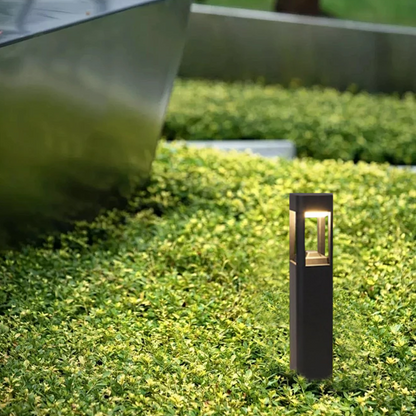  Industrial Outdoor Pathway Lights - Black Metal & Acrylic Rectangle Design for Patio