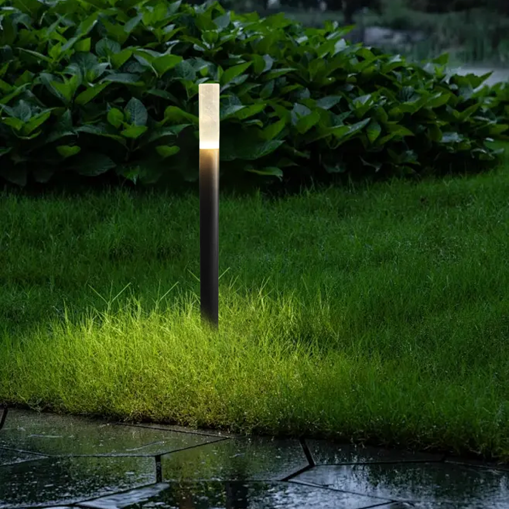 Modern Pathway Lights - Black Metal & Acrylic Cylindrical Design