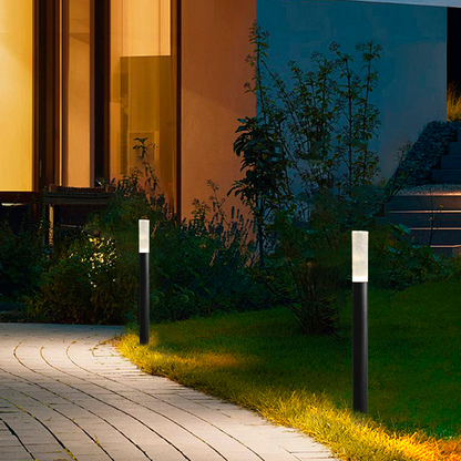 Modern Pathway Lights - Black Metal & Acrylic Cylindrical Design for Courtyard & Garden