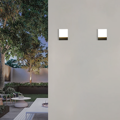 Modern Outdoor Wall Lamp - Metal & Acrylic Square Design