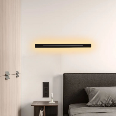 Minimalist Linear Black Wall Lamp for Bedroom warm light 100cm