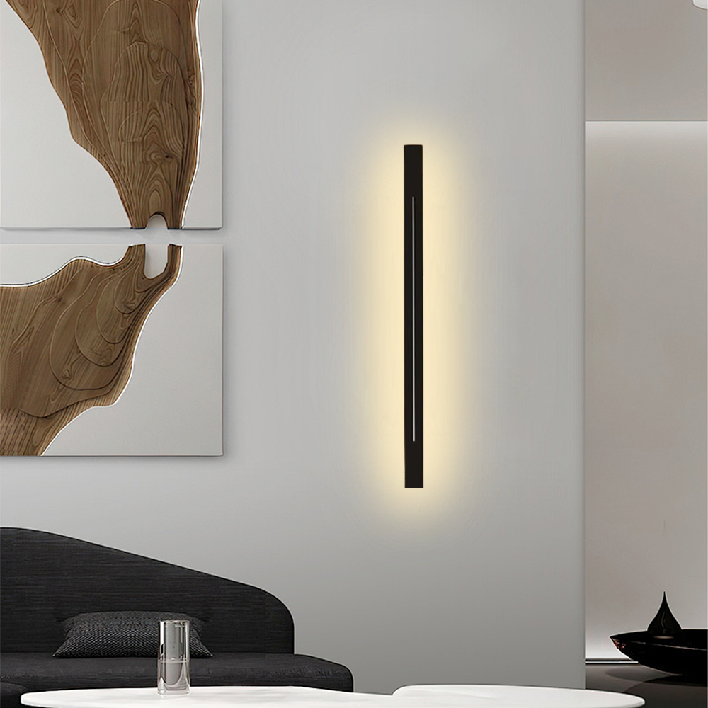 Minimalist Linear Black Wall Lamp for living room dimmable light 120cm