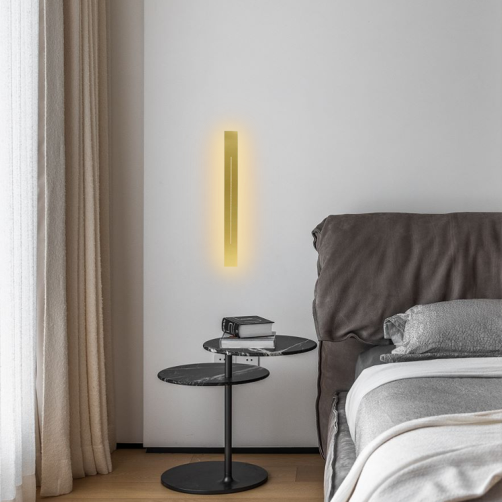 Minimalist Linear Gold Wall Lamp for bedroom warm light 60cm