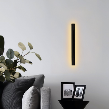 Minimalist Linear Black Wall Lamp for Living Room warm light 60cm