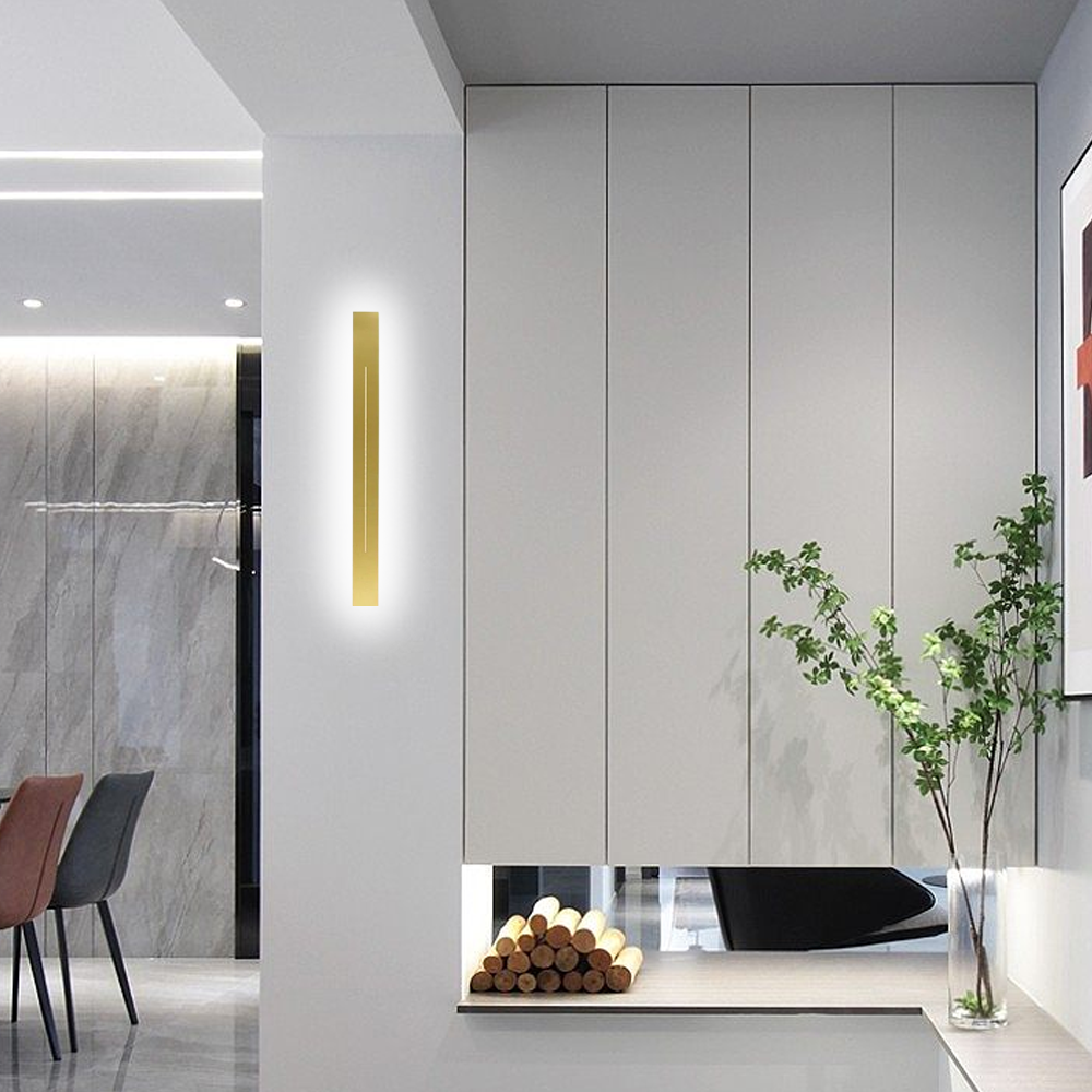 Minimalist Linear Gold Wall Lamp for living room white light 60cm