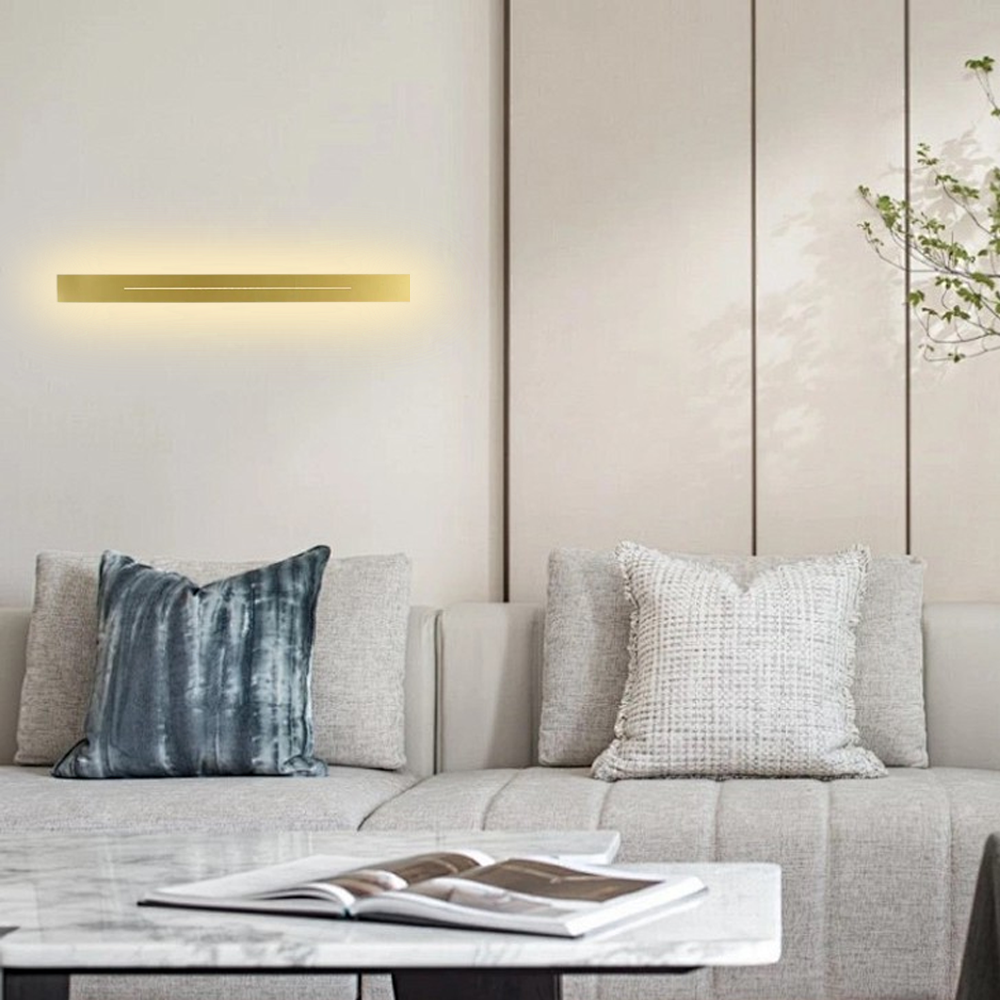 Minimalist Linear Gold Wall Lamp for living room dimmable light 60cm