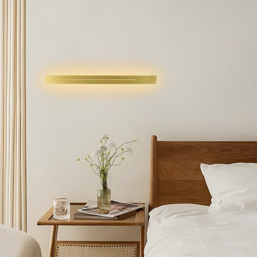 Minimalist Linear Gold Wall Lamp for bedroom warm light 80cm
