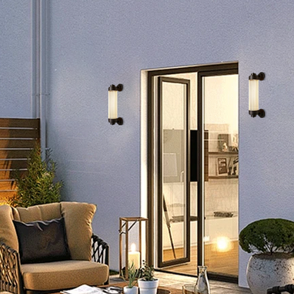 Outdoor Wall Lamp - Bronze Glass Cylindrical Design for  Exterior wall