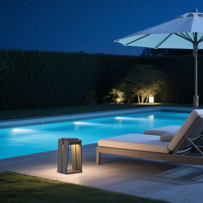 Industrial Metal & Glass Outdoor Floor Lamp 