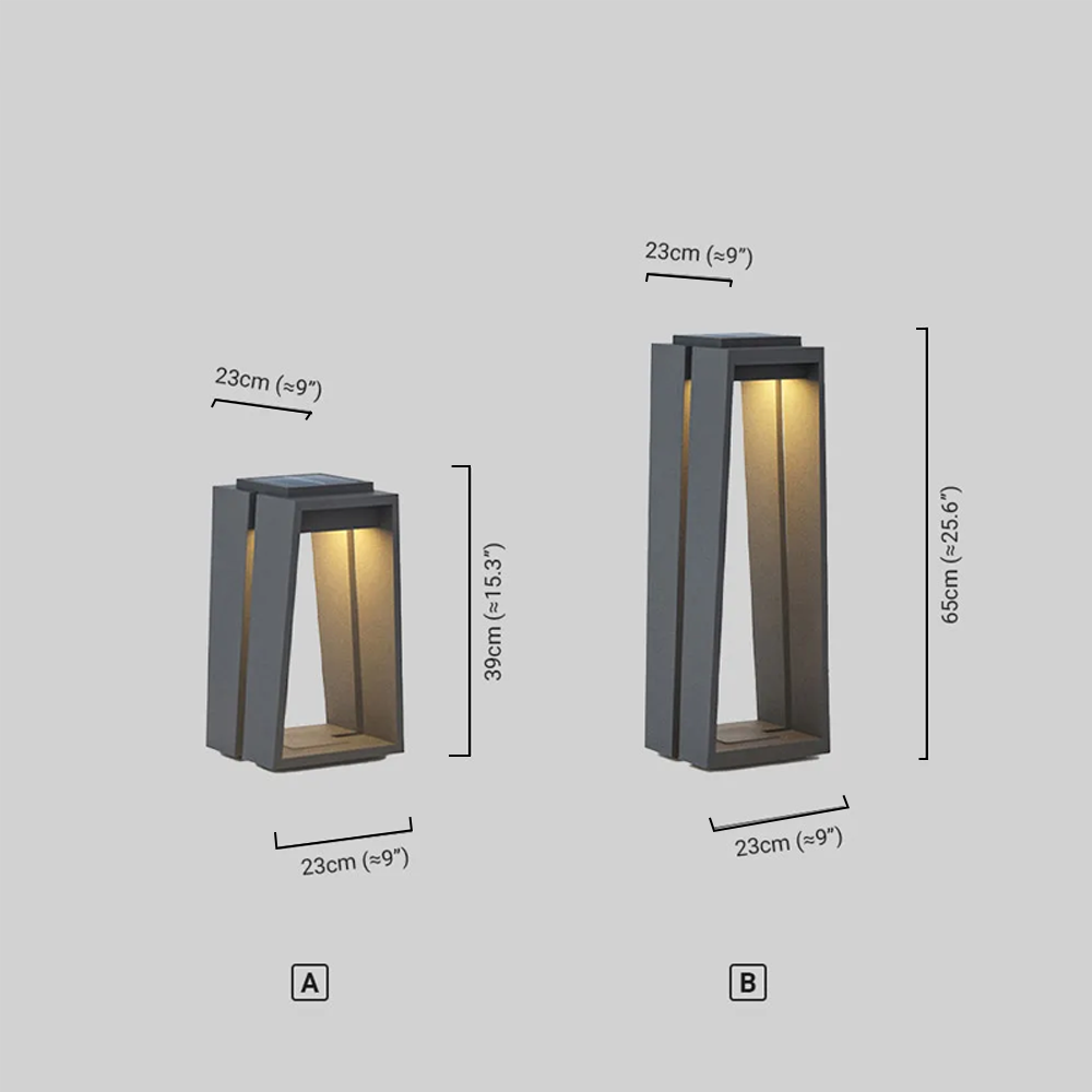 Industrial Metal & Glass Outdoor Floor Lamp  Dimensions