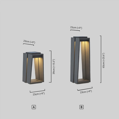 Industrial Metal & Glass Outdoor Floor Lamp  Dimensions