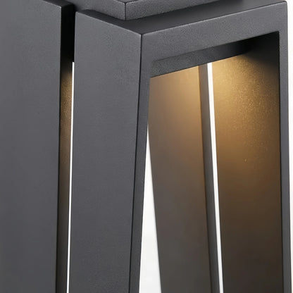 Lámpara de pie industrial Arcato de metal y cristal para exteriores - Estructura negra para jardín