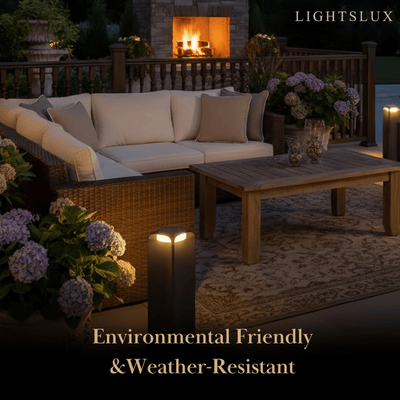 Stellar Modern Cylindrical Outdoor Floor Lamp – Black or Grey Metal & Glass Fixture