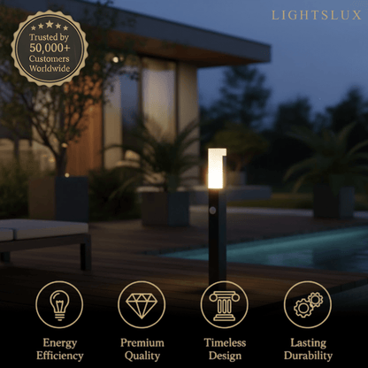 Arcato Modern Black LED Path Light – Outdoor Metal Sensor Lamp for Garden/Terrace